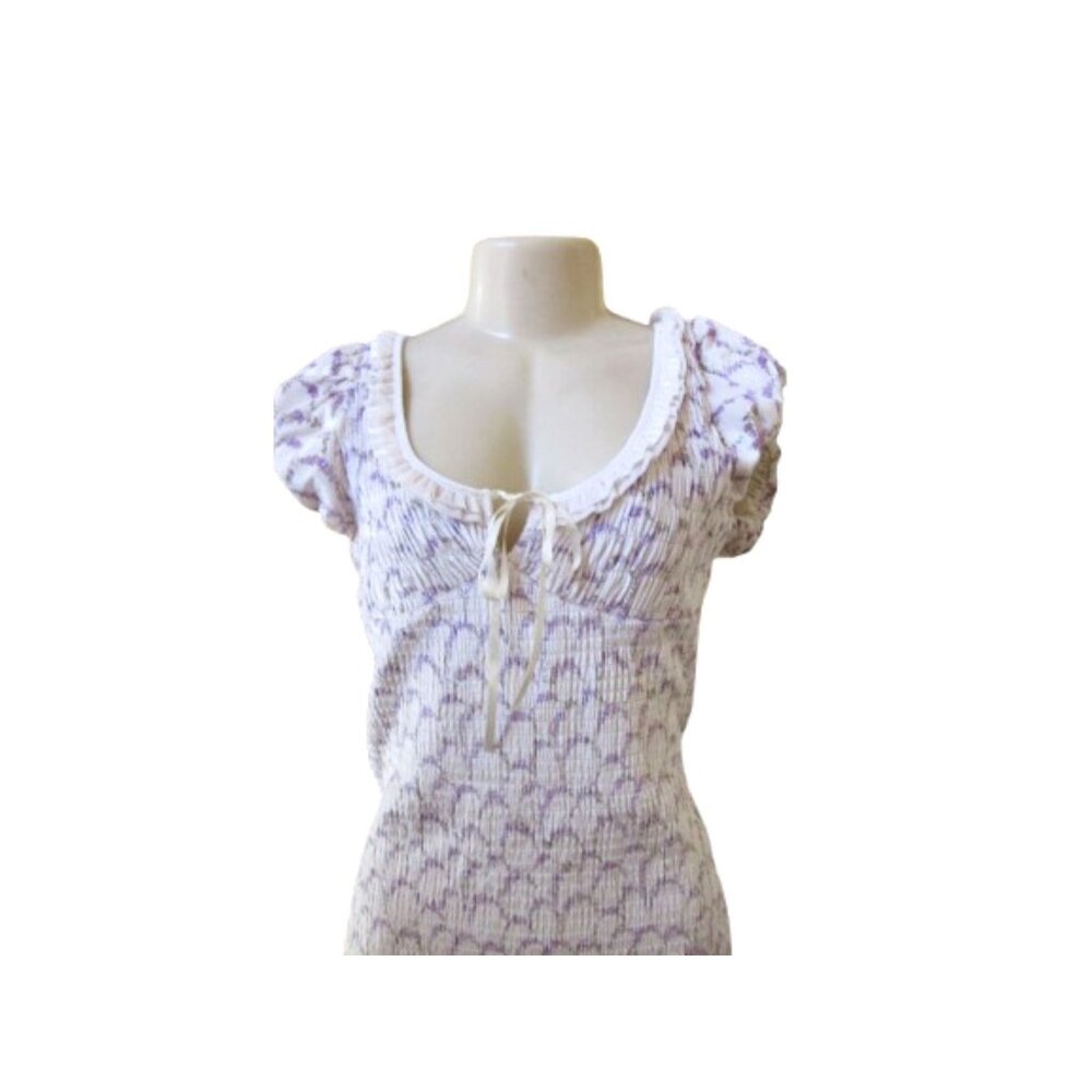 Free People Cream Eyelet Midi Dress with Ruffle Hem - Picture 2 of 7